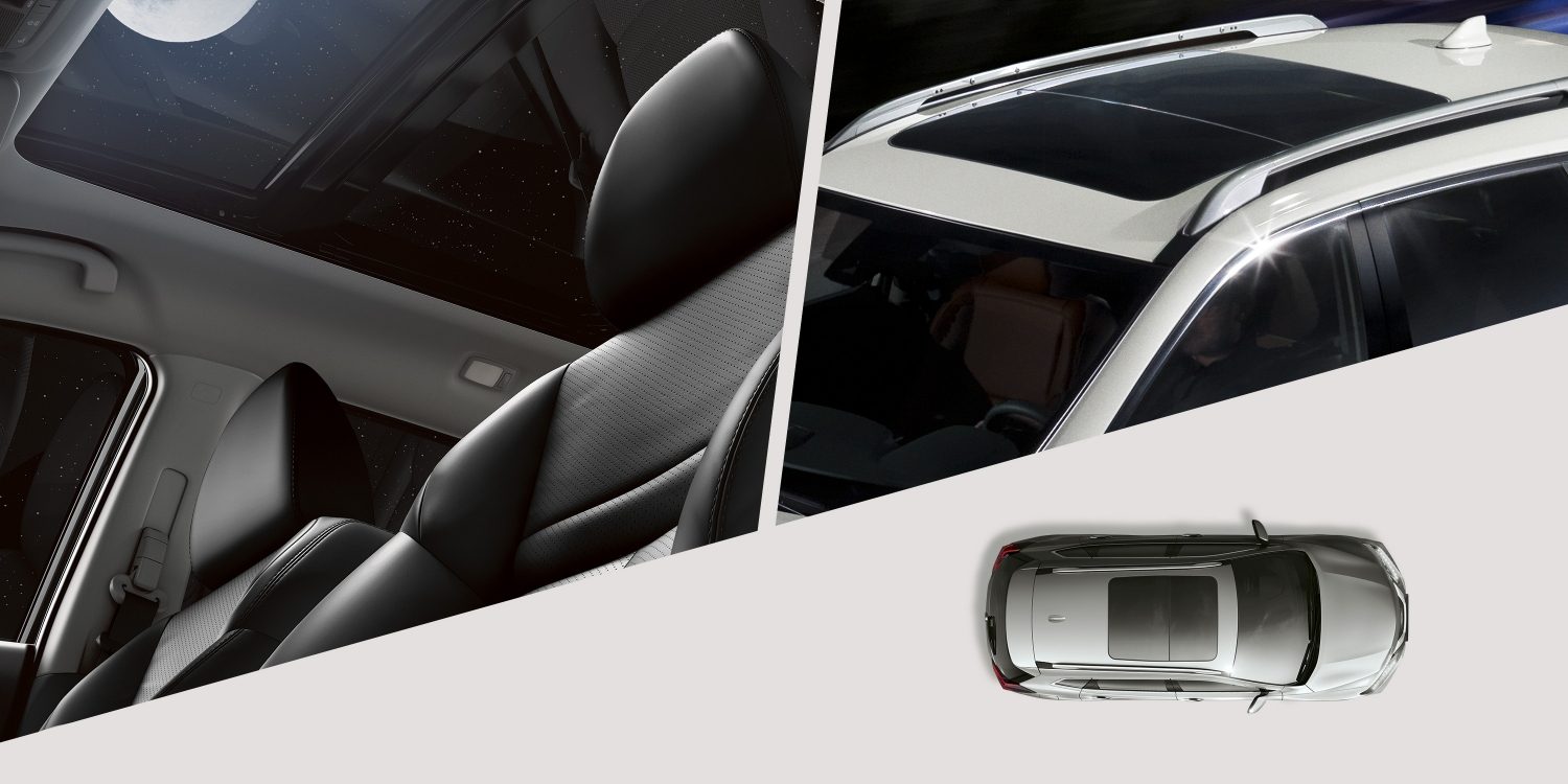 Nissan X-Trail Panoramic Moonroof collage of interior and exterior views